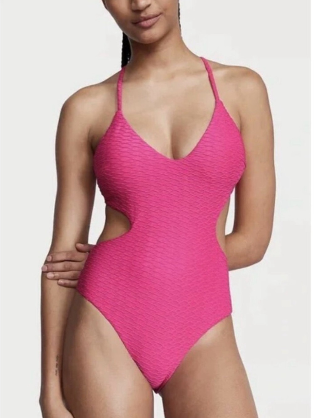 Victoria's Secret Hot Pink Cutout One-Piece Swimsuit